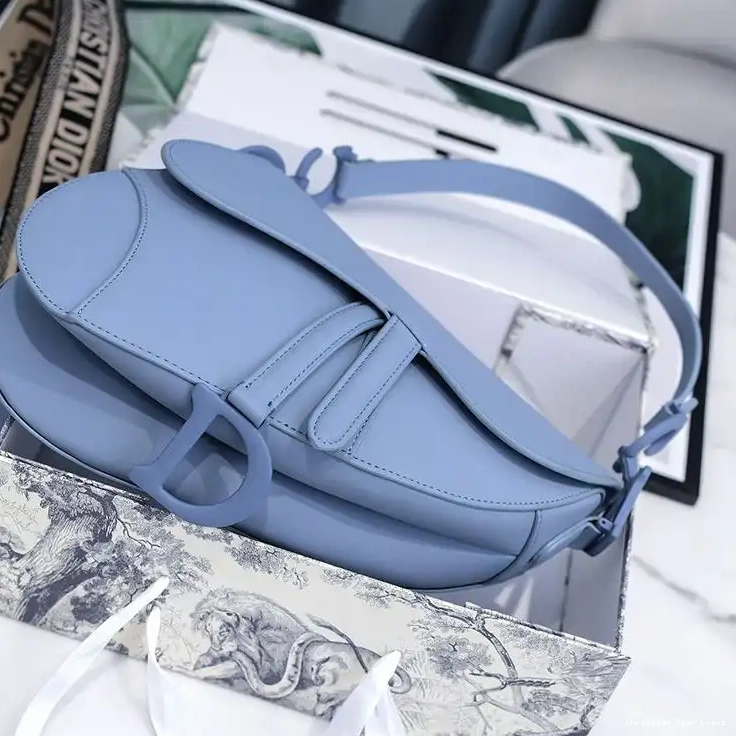 Cheap Dior Calfskin Saddle Blue Ultramatte Bag 0404 Luxury
